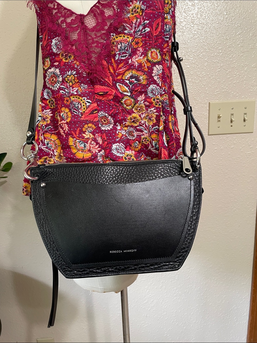 Rebecca Minkoff Hayden Black Leather Crescent Shoulder Crossbody